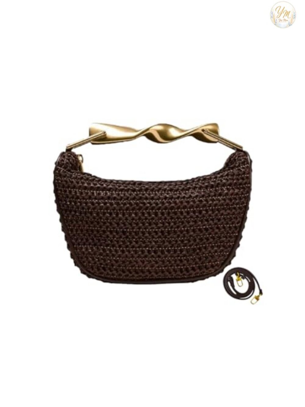 JYG Mini Handmade Straw Crossbody Bag Woven Shoulder Purse 2 Straps